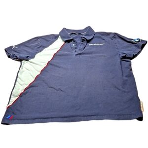 Puma Mens BMW Motorsports Racing Quarter Button Up Short Sleeve Polo Shirt